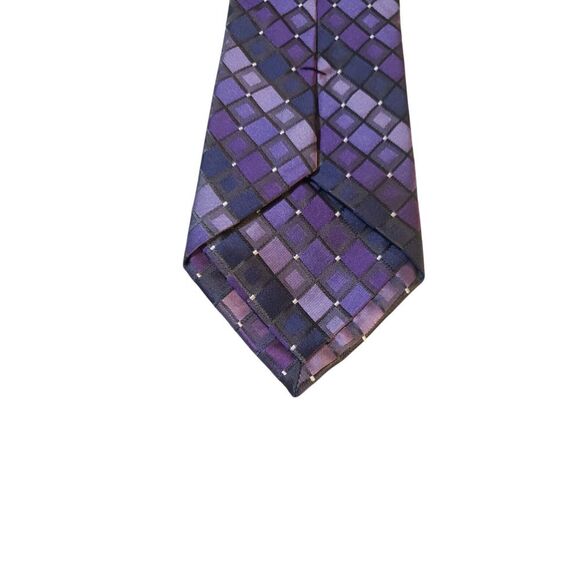 CK Calvin Klein Neck Tie Mens Luxury Purple Geometric Preppy Power Business - Picture 6 of 13